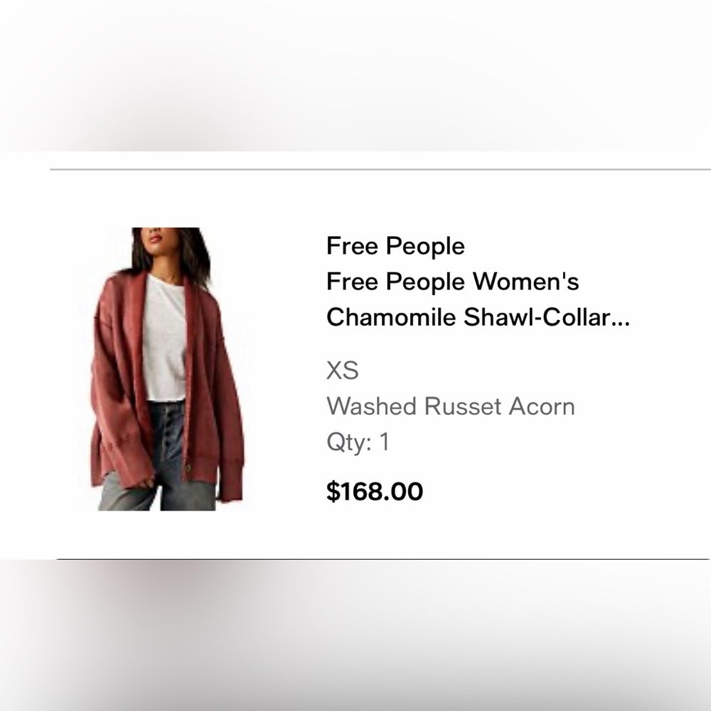 Free People Chamomile Cardigan  XS washed russet acorn